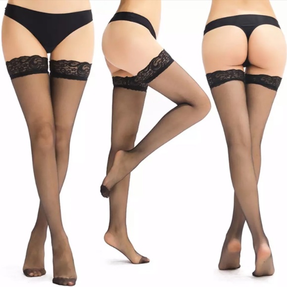 Sexy Thigh High Over The Knee Black Stockings - Picture 6 of 14